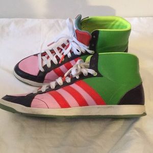 Brightly colored Adidas high tops